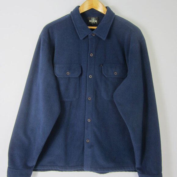 Redhead Mens XL Navy Blue Fleece Long Sleeved Button Shirt Soft Shacket Outdoor - Picture 5 of 9